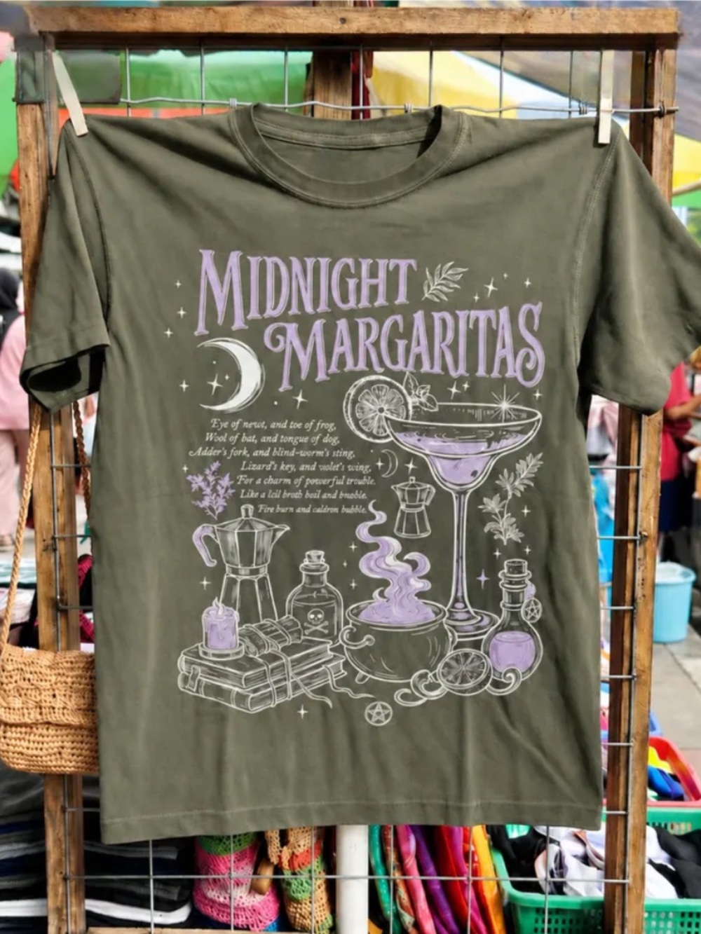 Midnight Margaritas Graphic Tee - Military Green